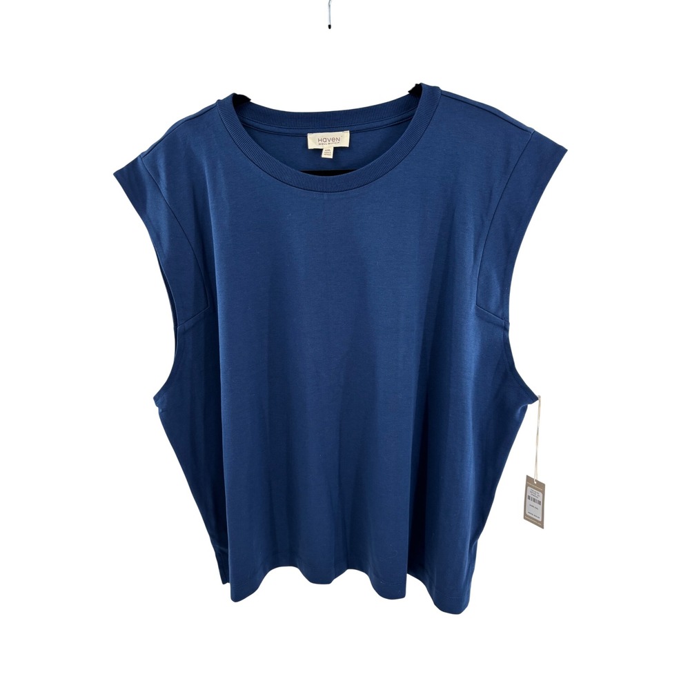 NWT Haven Well Within Women Navy Blue Sleeveless Crew Neck Tunic Top XXL